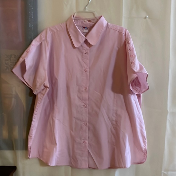 American Sweetheart Short Sleeve Button Down with Collar with 4 buttons on slee - Picture 2 of 6